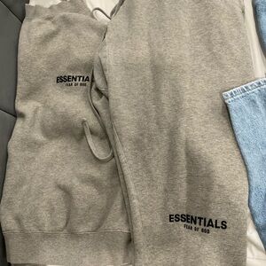 Fear of God ESSENTIALS Heather Gray Sweatshirt & Sweatpants Set